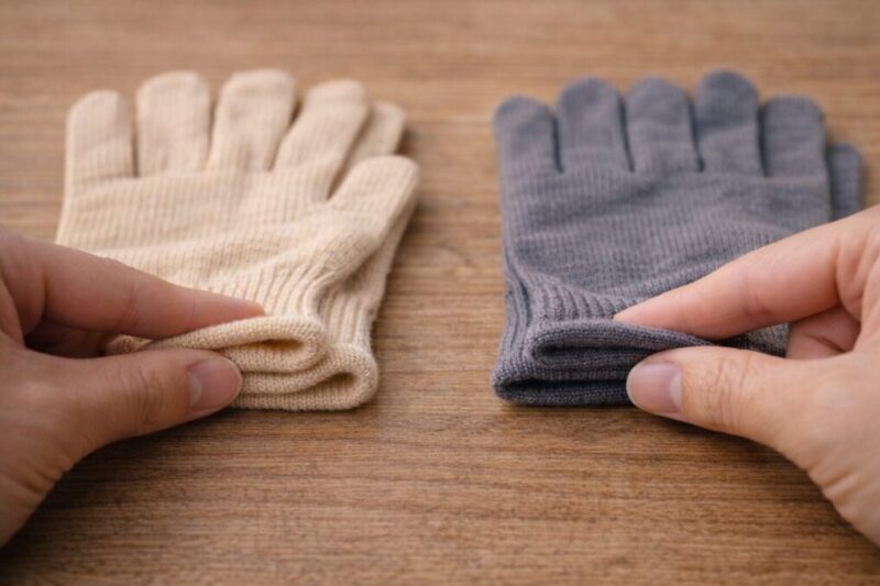100均の手袋を厚みやフィット感で比べるイメージ