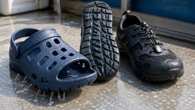 排水性とグリップ力の違いがわかる船釣り向けサンダルのイメージ