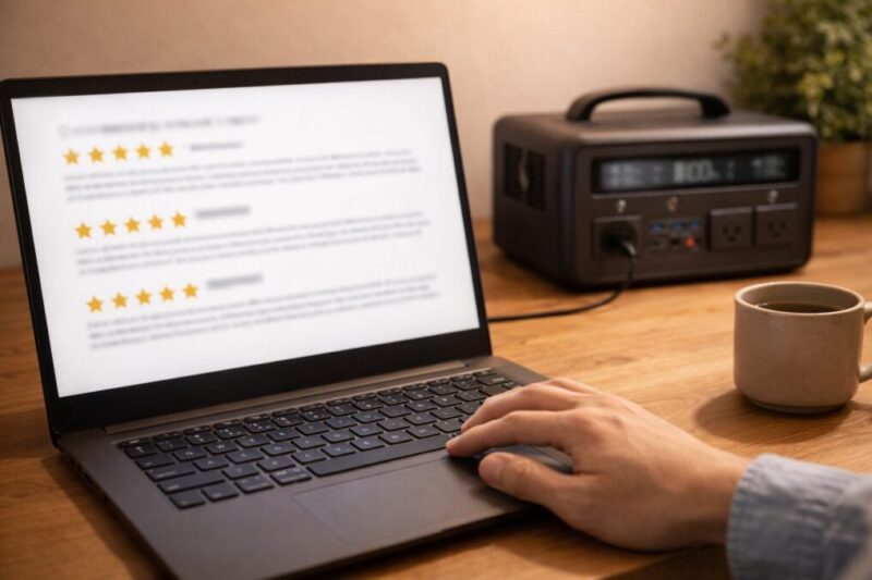 レビューを見ながら購入や使い方を検討するイメージ