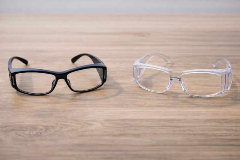 花粉対策メガネの密着性や曇り対策の違いを比べるイメージ