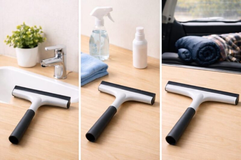 サイズの異なる結露取りワイパーを並べ、用途別の使いやすさを比べている写真