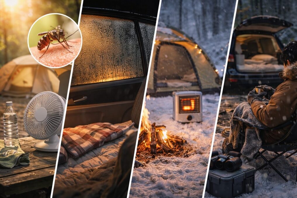 キャンプ道具を整えて快適に過ごすイメージ