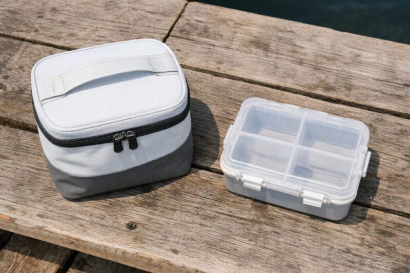 クーラー型と小型ケース型の餌入れの大きさと形状の違い