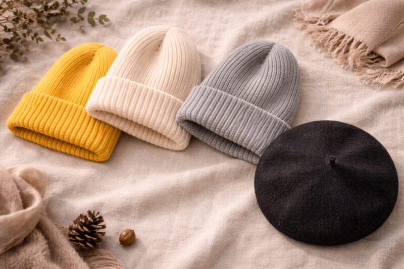 色や形の違いで帽子を選ぶための比較イメージ