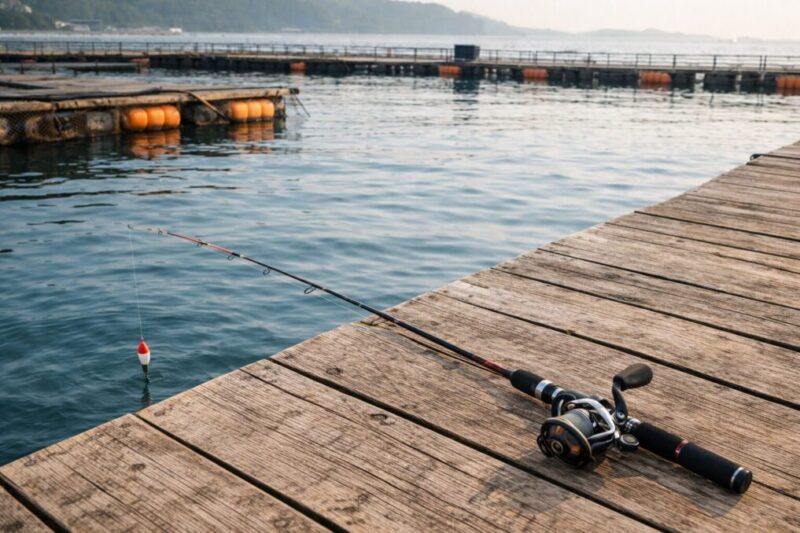 海上釣堀のウキ釣りに向くロッドと仕掛けのイメージ
