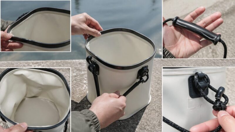 安い水汲みバケツを選ぶときのチェックポイントを示すイメージ