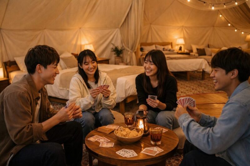 大人数でも過ごしやすいグランピングの共有スペースイメージ