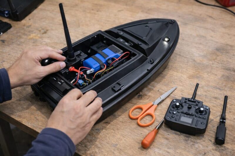 防水や配線を見直しながら自作改造するラジコンボートのイメージ