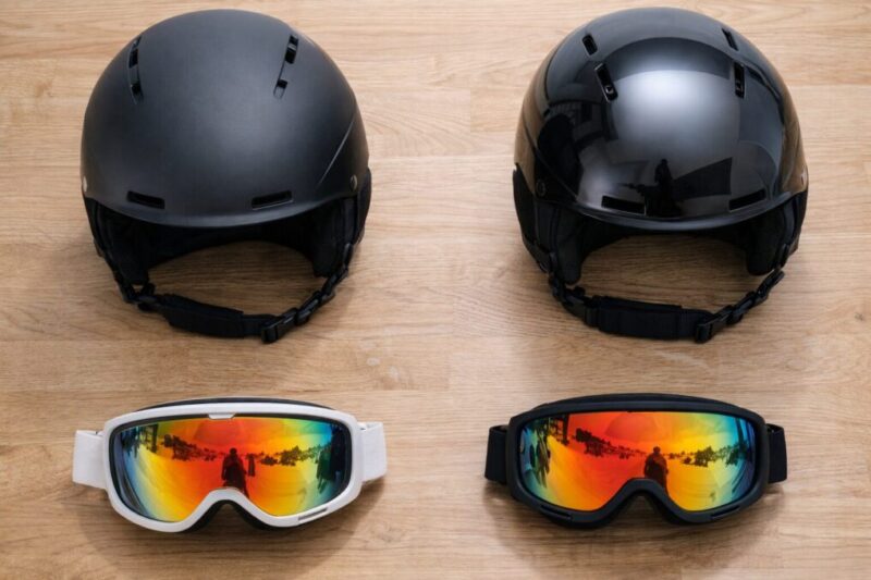 ヘルメットの質感とゴーグルの組み合わせ比較