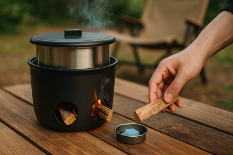 「魔法のかまどごはんで薪を使った炊飯イメージ