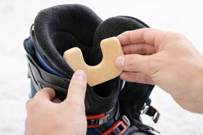 くるぶし内側の当たり対策としてパッド位置を確認するイメージ