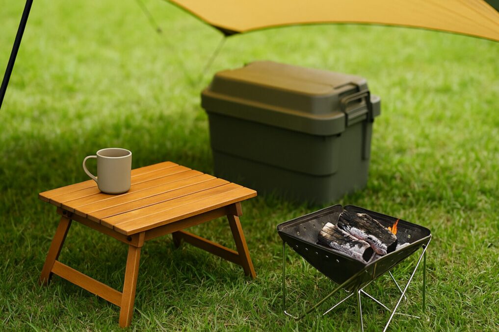 ふるさと納税で揃えた無地ギアを自然光で撮影したイメージ。