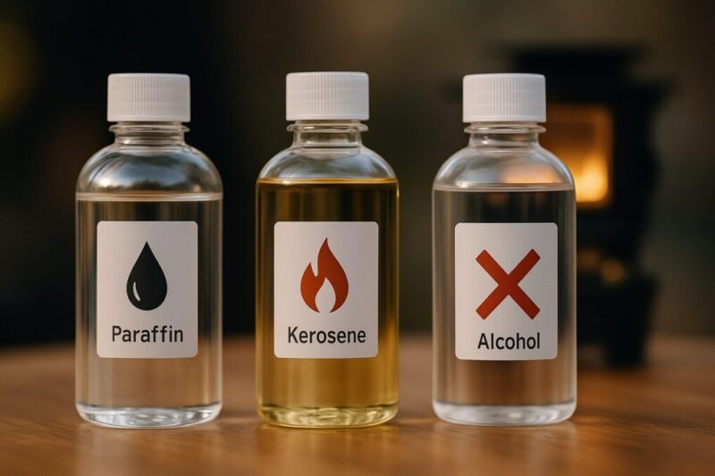 アイロンストーブの燃料選びの比較イメージ。