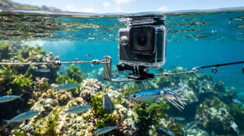 アクションカメラを流用した水中カメラ仕掛け。