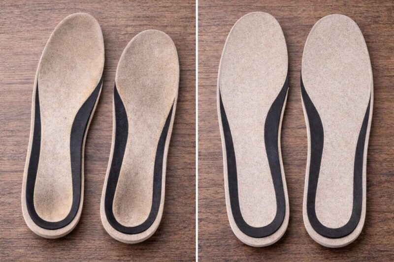 インソールの交換サイン（潰れ・ヘタり）を比較した写真