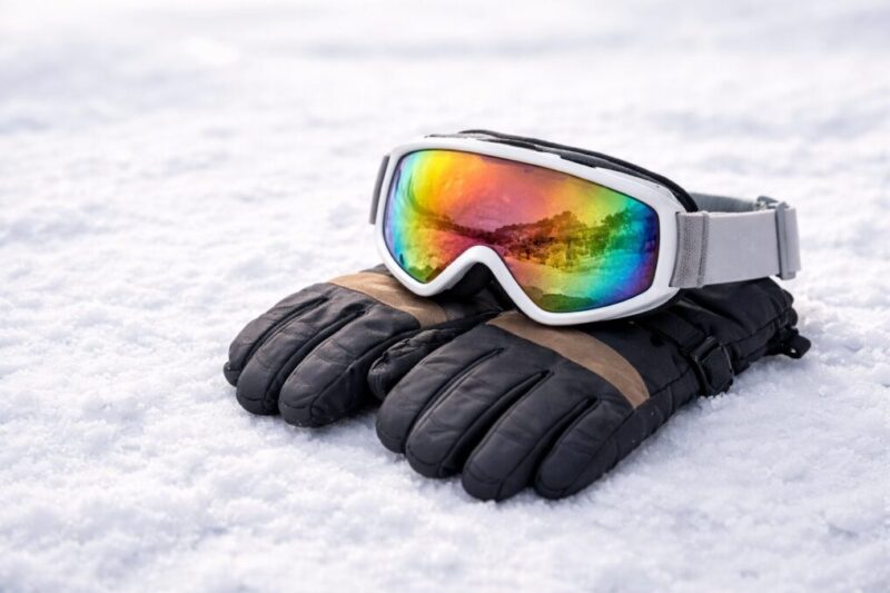 ゴーグルの重要性を示す冬スポーツの装備イメージ
