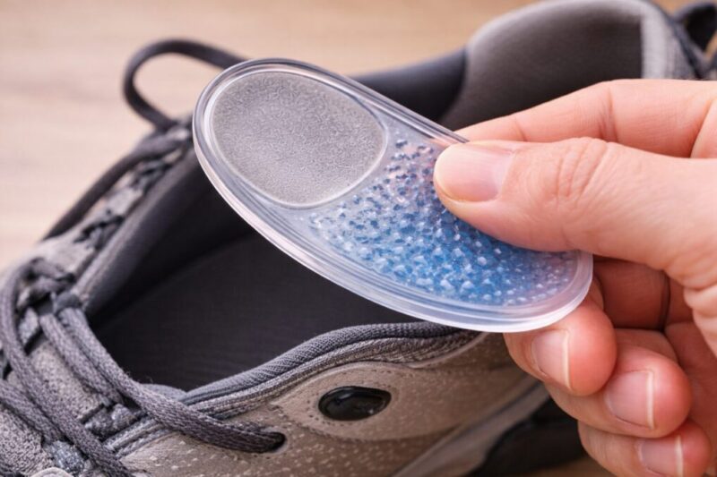 ジェルインソールの厚みと柔らかさがわかる接写