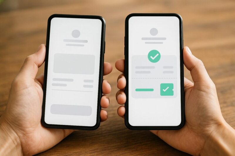 スマホ画面でクーポン適用前後が並ぶ決済イメージイメージ