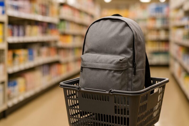 スーパーで家族分をまとめ買いするイメージ