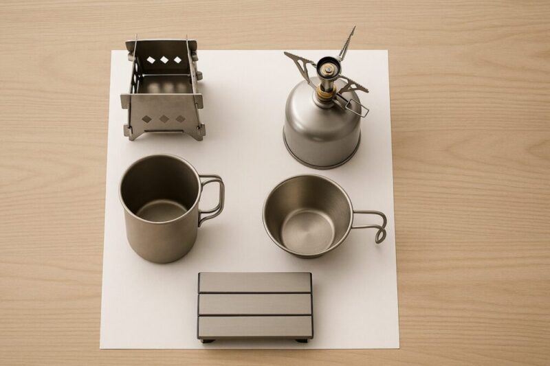 ソロ最小装備のサイズ感が一目で分かるA4用紙上の比較。