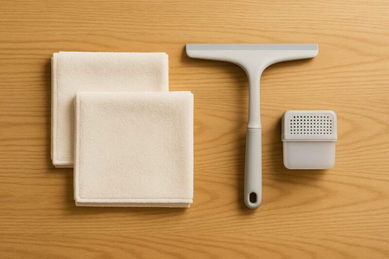 タオルと結露対策グッズの最短スターターセットを並べたイメージ。