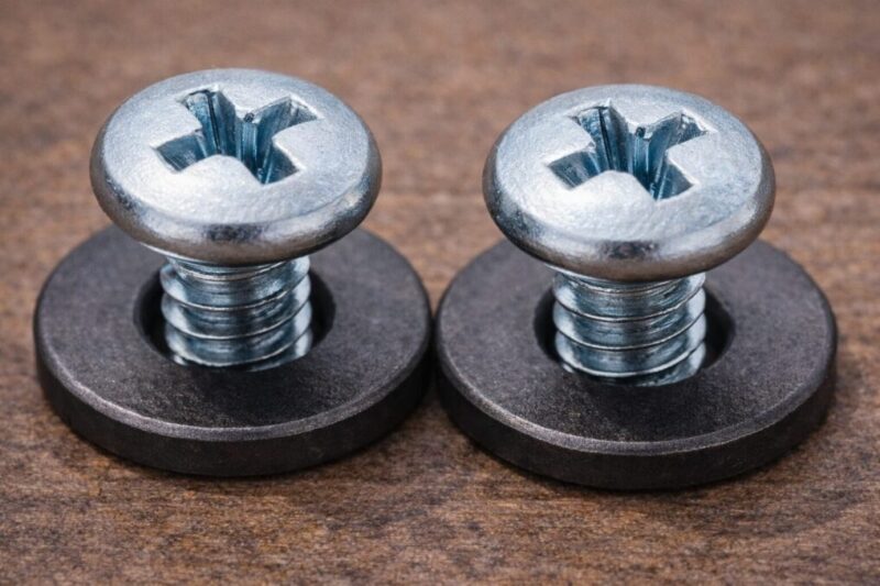 ビンディングのネジ頭とワッシャーの形状を近くで確認できるイメージ