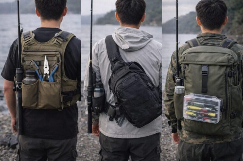 ベスト型と5WAY系とバックパック型の違いが分かる釣り装備比較