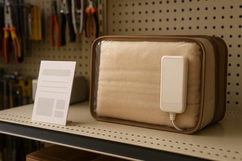 ホームセンターで電気毛布を選ぶイメージ