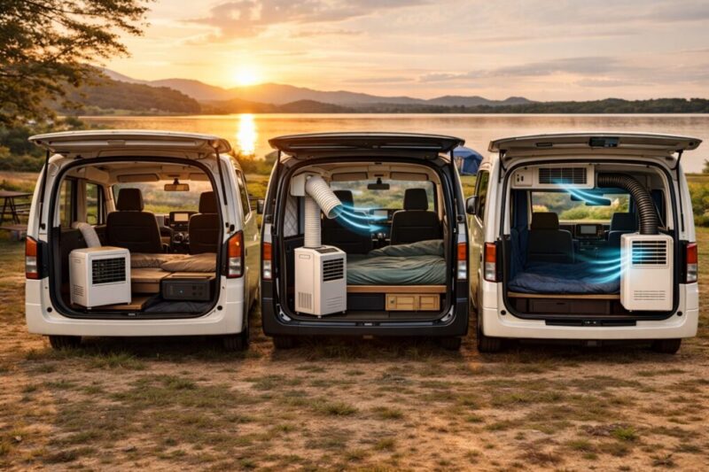 ポータブル型とスポット型と後付け型の違いを車両ごとに比較したイメージ