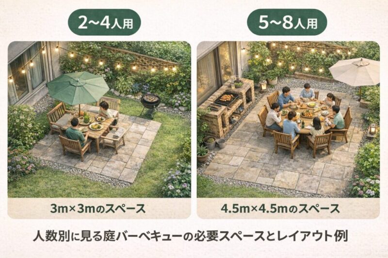 人数別に見る庭バーベキューの必要スペースとレイアウト例
