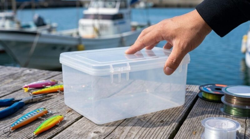 代用品のケース強度とフタを確認する様子