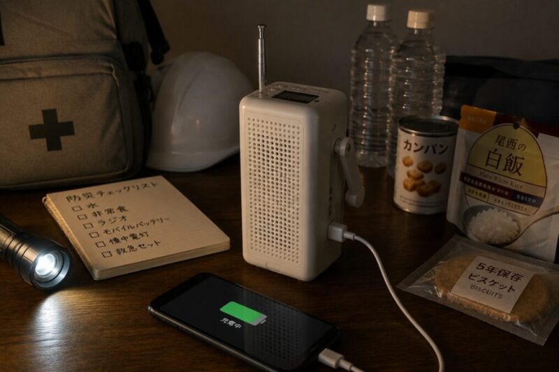 停電時にスマホ充電と情報収集で役立つ手回し充電ラジオ