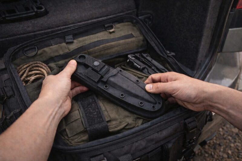 刃物を携帯ではなく安全に収納して移動する準備のイメージ