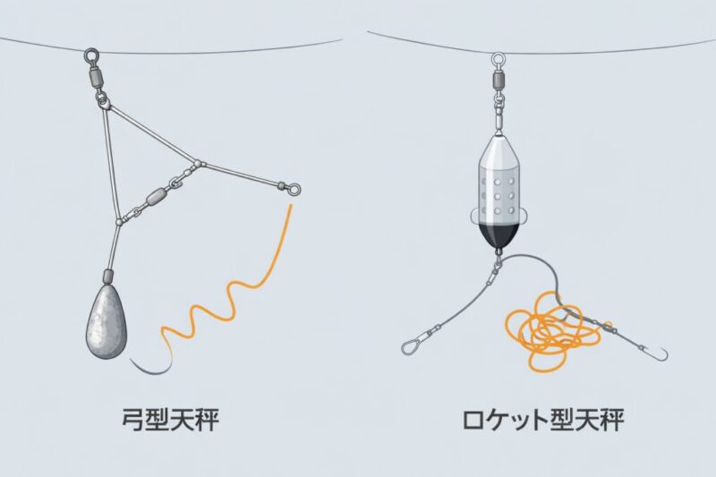 初心者向けに天秤の形状差を比較したイラスト