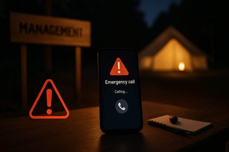 危険行為のときに管理側へ連絡する判断を示すイメージ。