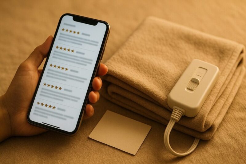 口コミを確認して電気毛布の失敗を避けるイメージ