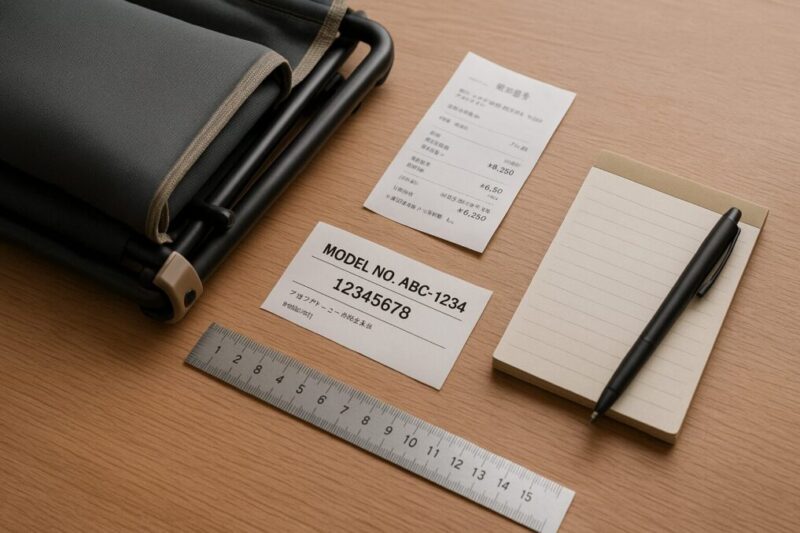 問い合わせ前に揃える情報の例。