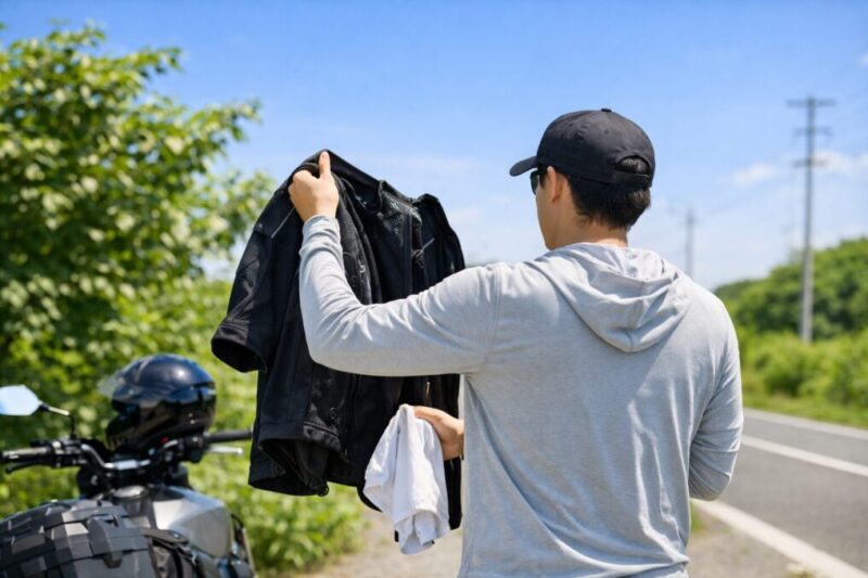 夏のバイクは放熱と汗処理を優先して暑さを避けるイメージ