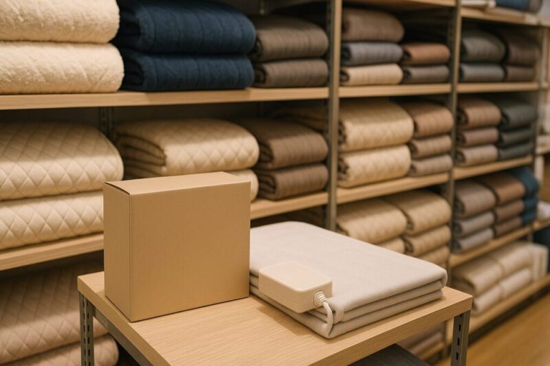 寝具売場で電気毛布を探すイメージ
