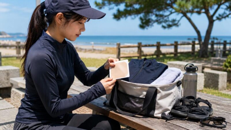 小さなタトゥーを隠すための肌色防水シールとラッシュガード