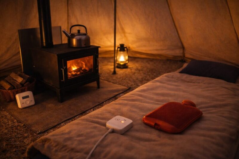 就寝前に温め切り、寝床は別の暖房で守るイメージ。