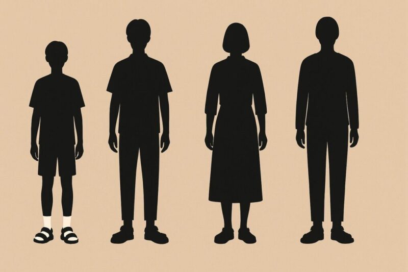 年代に応じたコーデバランスの違いを示す図
