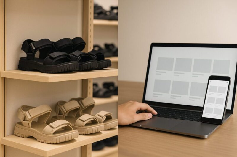 店舗通販の購入先を比較するイメージ