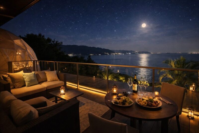 景観と設備の良さが魅力のリゾート感あるグランピング施設