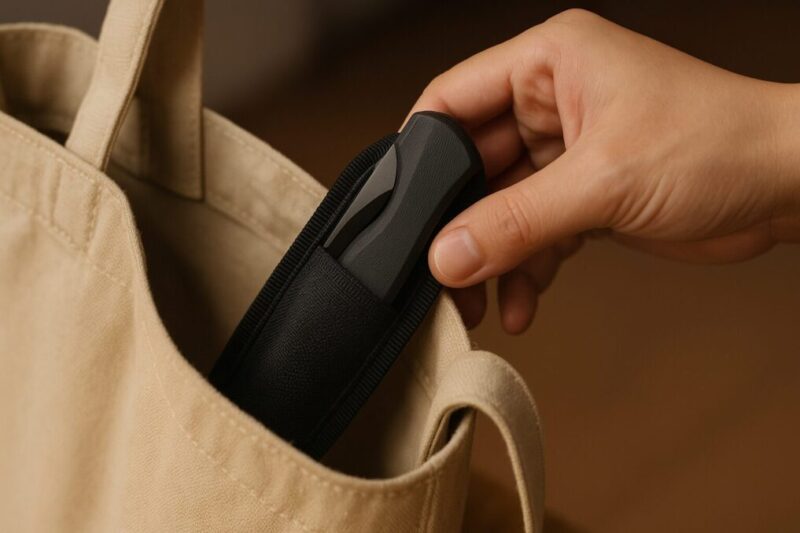 正当な理由のない携帯を避けるための収納携行イメージ。