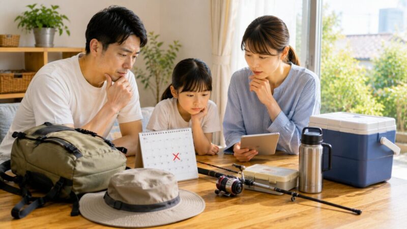 気温36度や39度の日に屋外レジャーの予定を中止や延期にする家族