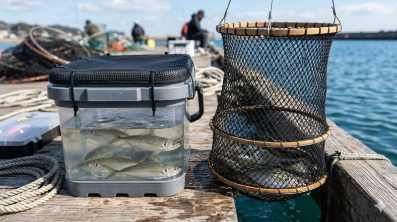水汲みバケツとスカリの比較。
