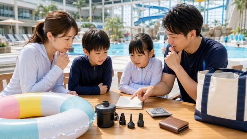 浮き輪をレンタルするか購入するかプール前に準備するイメージ