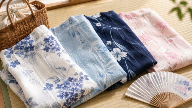 涼しく着やすい浴衣の素材と色を比較するイメージ