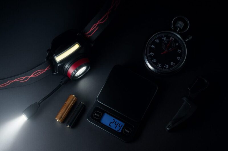 照射距離・連続点灯・重量バランスの比較。